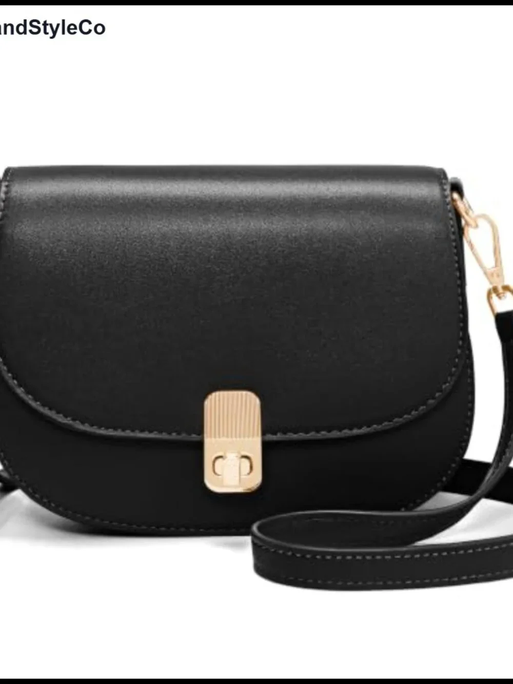 Vegan PU Leather Small Saddle Crossbody Bag with Adjustable Long Strap